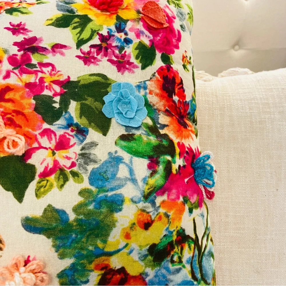 Watercolor 3D Floral Throw Pillow 25